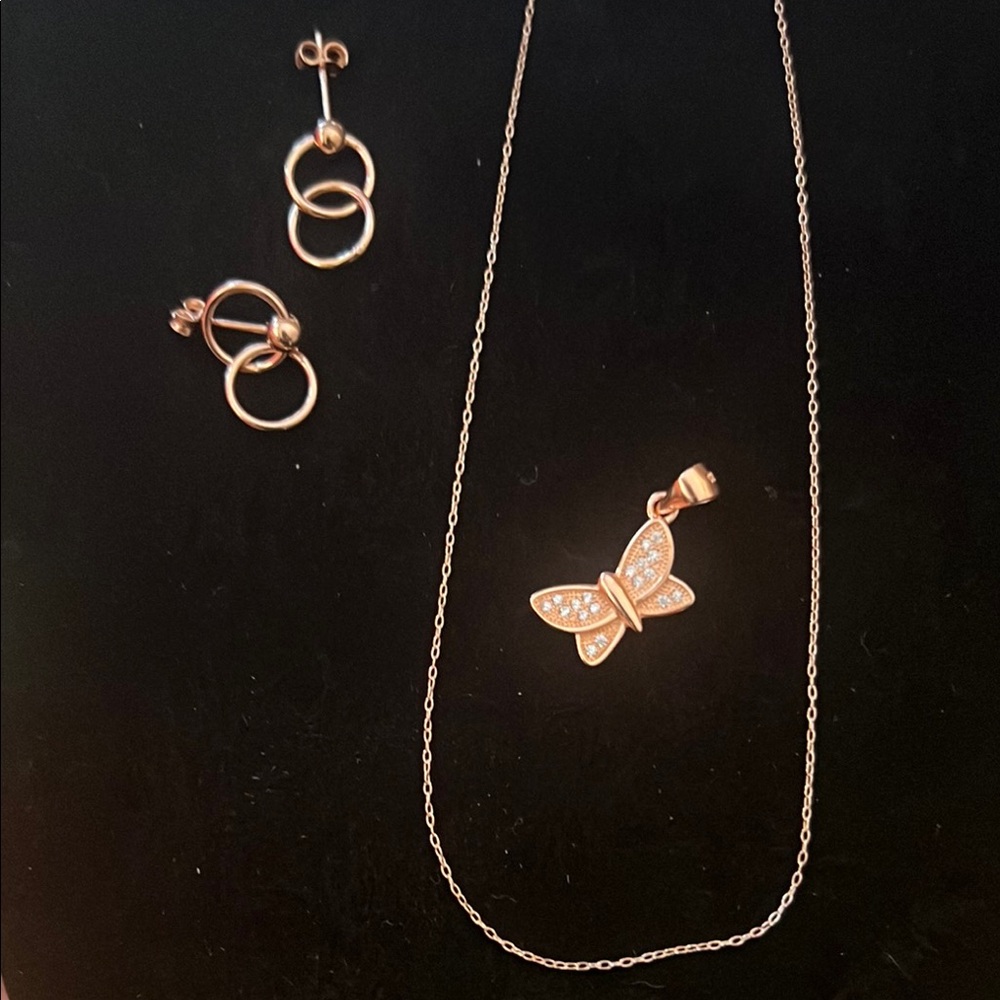 925 SILVER /ROSE GOLD OVER DAINTY SET